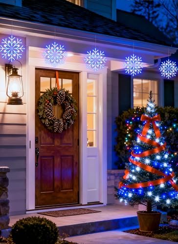 Brightown Snowflake Lights Outdoor, 10 Large Snowflake Christmas Pathway Lights Outdoor Christmas Decorations Yard Sidewalk Walkway Driveway Marker Stake, Blue and White - Image 4