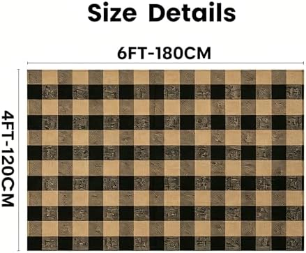 MUBIN Fall Decor Cotton Buffalo Plaid Rug, 4' x 6' Coffee Black Outdoor Rug Decorative Mat, Washable Large Doormat Hand-Woven Foldable Area Rug for Outdoor Patio Indoor Living Room Dining Room Kitchen - Image 2