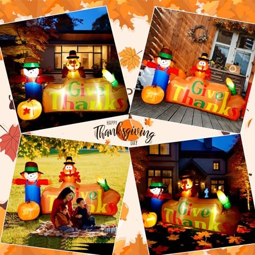 CAMULAND 8Ft Autumn Outdoor Built-in LED Inflatable Scarecrow & Turkey - Image 2