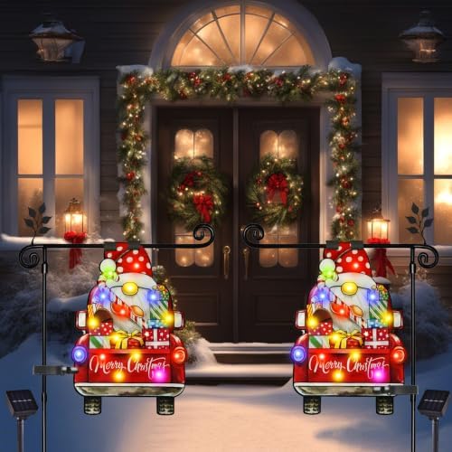 12x18 Lighted Christmas Dwarf Garden Flag, 8 Modes Solar LED - Image 7