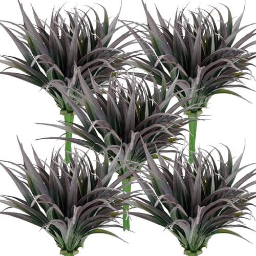 32 Pcs Artificial Grass Fake Plants 17.3in Outdoor Plants UV Resistant Faux Greenery Stems Fake Grass for Home Window Garden Office Patio Pathway Front Porch Halloween Décor Green & Black by Phliofd