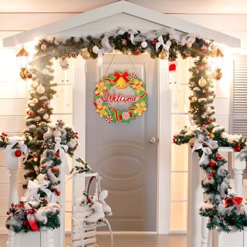COCHIE Merry Christmas Decorations Xmas Gingerbread Men Welcome Sign - Image 3