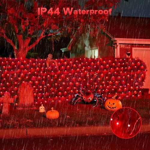 JMEXSUSS 360 LED Halloween Net Lights, Red, 12ft x 5ft - Image 3