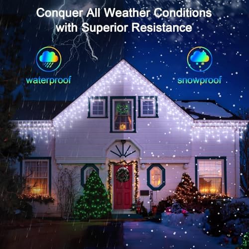 132FT 1332 LED Outdoor Christmas Lights - 296 Ice Drops, 12 Pro Modes - Image 5