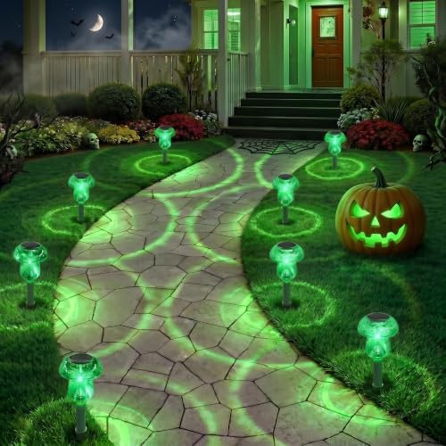 Benany Solar Lights Outdoor, St Patricks Day 16 Pack Mushroom Landscape Lights Waterproof, Solar Powered LED Lighting for Garden Yard Path Pathway Lawn Walkway Driveway Backyard Decor (Green) - Image 4