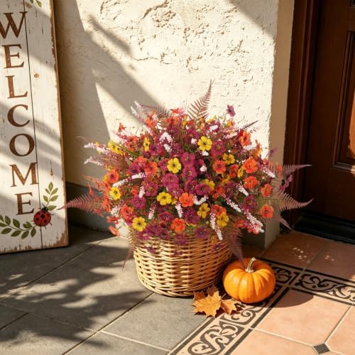 ADXORA 12 Bundles Fake Artificial Mums Fall Flowers for Outdoor Decoration - Image 5