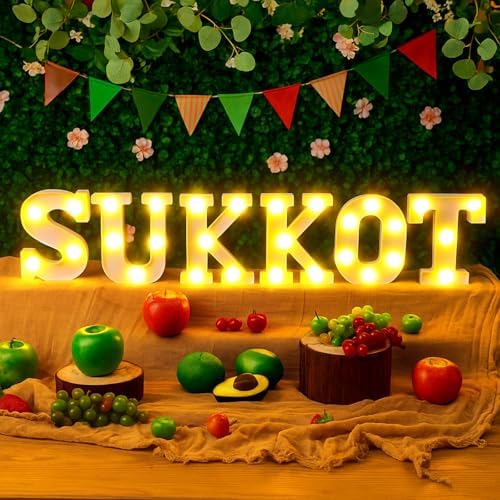 Honoson 6 Pcs Happy Sukkot Party Decoration Sukkah LED Lights Sign - Image 4