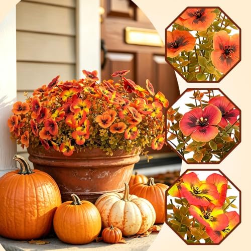 12 Bundles Artificial Fall Flowers Outdoor UV Resistant Autumn Decor - Image 3