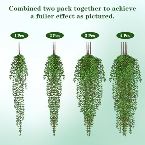 Waipfaru 4Pcs Artificial Hanging Plants for Outdoors, Fake Vines Greenery - Image 6