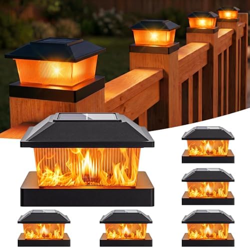 btfarm Solar Post Cap Lights Flickering Flame, Fit 4x4 3.5x3.5 Wooden/Vinyl by btfarmdecorativelighting