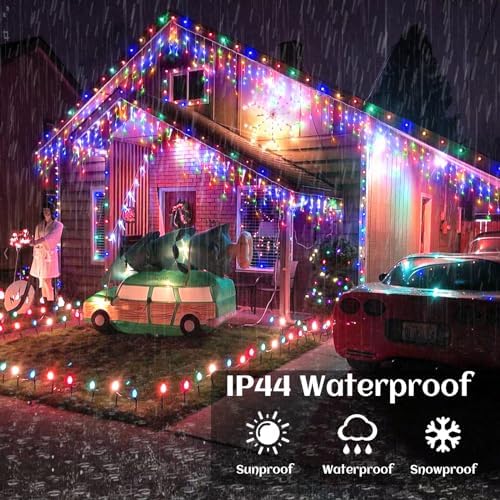 132ft Christmas Lights Outdoor 1280LED Icicle Lights for Outside Multicolor - Image 6