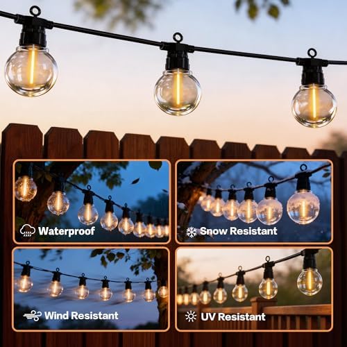 50FT Outdoor String Lights with Remote, 20 Dimmable Shatterproof LED G50 Bulbs, Waterproof Patio & Backyard Lights for Pergola, Deck, Garden, Bistro, Commercial Grade Hanging Lights - Image 5