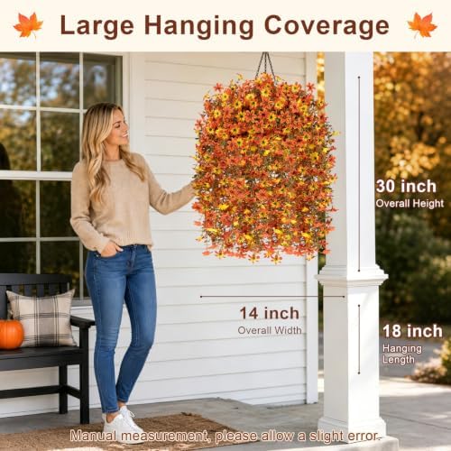 Artificial Hanging Flowers for Outdoors, 2 PCS 344-Bloom UV Resistant Mums - Image 3