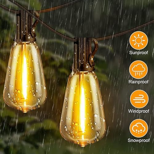 Outdoor String Lights, 100FT with 48 LED ST38 Bulbs,Waterproof,Cord Powered - Image 3