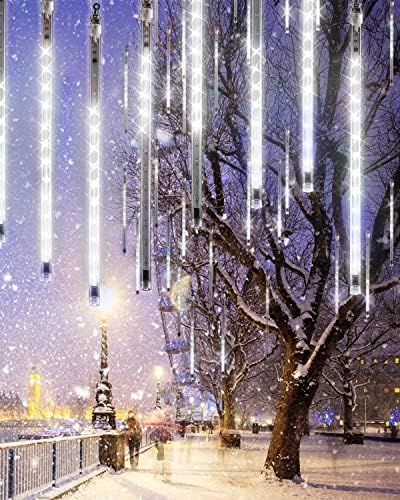 Christmas Lights Outdoor 20 Tubes White Meteor Shower Icicle Lights 480 LED by Flacchi