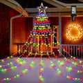 BlcTec Outdoor Christmas Decorations 317 LEDs Christmas Lights with 9 Strands 11.9ft Waterfall Christmas Tree Lights, 8 Modes, Waterproof, Topper Star & Timer for Yard Patio Xmas Décor, Multicolor by BlcTec