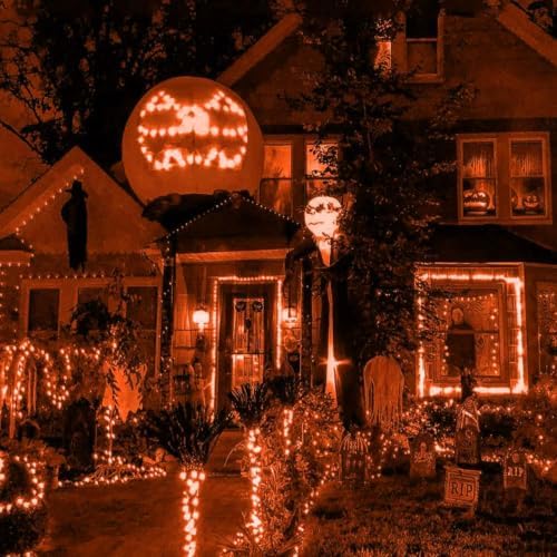 HISHINY Halloween Lights Outdoor,144LED 6ftx6ft Orange Net Lights with Connectable, Waterproof,UL Certified and Durable Black Wire Design for Bushes,Trees, Outdoor Indoor Party Decorations - Image 6