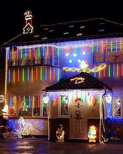 Christmas Lights 20 Tubes Multicolor Meteor Shower Icicle Lights 480 LED - Image 2