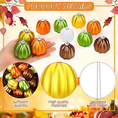 Tigeen 30 Pcs Fall Pumpkin Tree Ornaments Autumn Hanging Decor, Cute - Image 4