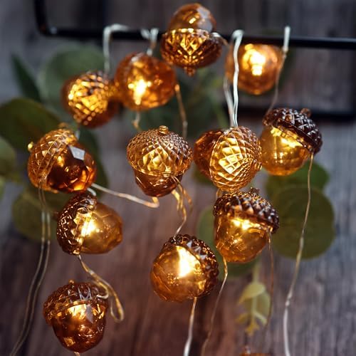 Acorn String Lights 10FT 30LED USB Power – Realistic 3D Acorn with Diamond Cut Design, Durable 0.45mm Copper Wire, Warm White Fairy Lights for Bedroom Harvest Mantel Rustic Garland Dorm Table Decor - Image 2
