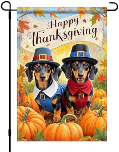 BlissYard Fall Dachshund Pilgrim Garden Flag 12x18 Inch Outdoor Decor by BlissYard