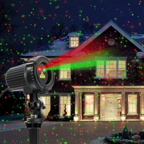 HERHOTER Christmas Laser Lights Outdoor,Red and Green Moving Outdoor Laser Light, Waterproof Garden House Decoration Laser Christmas Lights by HERHOTER