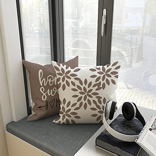 YCOLL Pillow Covers 18x18 Set of 4, Modern Sofa Throw Pillow Cover, Decorative Outdoor Linen Fabric Pillow Case for Couch Bed Car, Khaki - Image 4