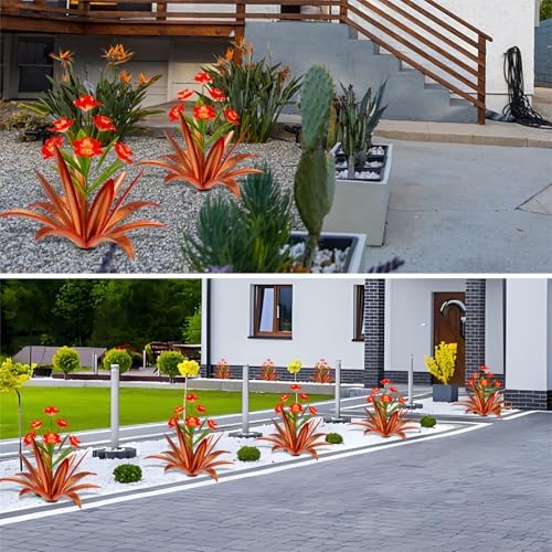 TOMBABY Huge Metal Agave Plants Outdoor Decoration Outdoor Garden Decorated with Flowers Mexican Yard Art Plant Garden Gift (1 Big red) - Image 6