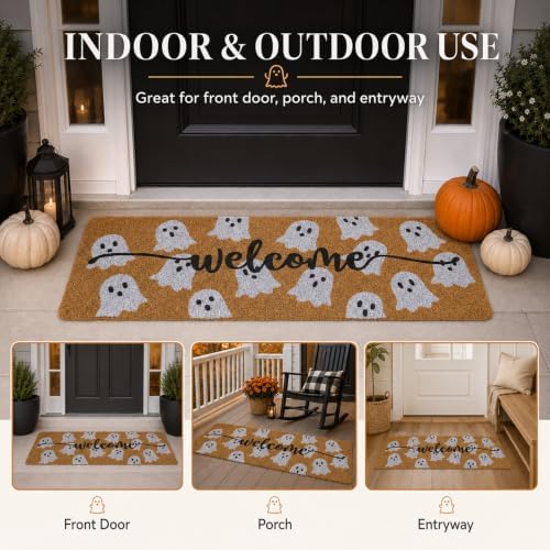 Long Doormat 48x 16 inch Front Door Mat Halloween Door Mat Ghost Welcome Mat for Halloween Front Door Porch Entrance Decor - Image 5