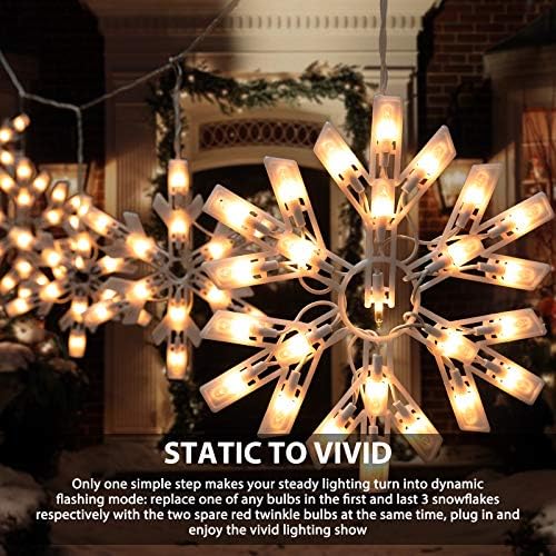 Christmas Snowflake Icicle String Lights with 6 Drops - 9ft Snowflake Window Lights with 100 Mini Bulbs, Plug-in Connectable Curtain Hanging Lights for Christmas Home Indoor Outdoor Holiday Decor - Image 3