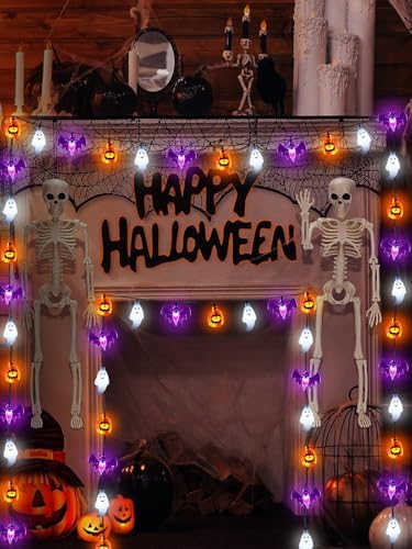 3D Pumpkin Bat Ghost Halloween String Lights Battery Operated with Remote - Image 5