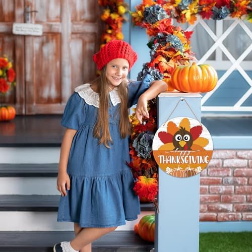 Thanksgiving Door Decorations - 12" Fall Turkey Welcome Sign for Front Door, Autumn Wooden Wall Decor for Home Outdoor Indoor Office​-B03 - Image 5