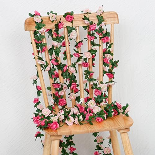 9 Pack 72 FT Artificial Flower Garland Fake Pink Roses Vines Silk Flowers - Image 6