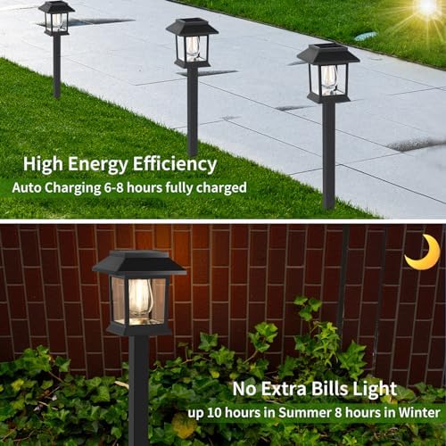 Greluna Solar Lights Outdoor, 6 Pack Waterproof Auto On/Off Solar Pathway Lights for Garden, Landscape, Path, Yard, Patio, Driveway, Walkway Decor - Image 2
