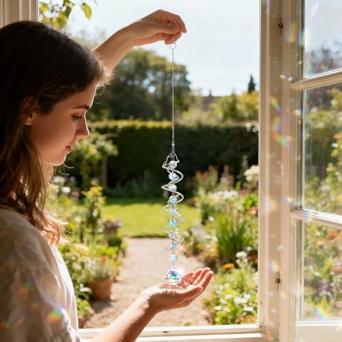 20.5in Crystal Suncatcher Gazing Ball Spiral Wind Spinner Garden Decor - Image 3