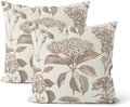 Vintage Brown Pillow Covers 16x16 Inch 2 Pcs Boho Beige Floral Decor Throw Pillows Hydrangea Flower Seasonal Outdoor Farmhouse Neutral Accent Decoration Pillowcase Linen Cushion Cover for Couch by DAFENA