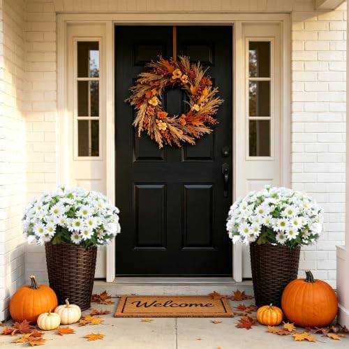 8 Bundles Artificial Daisy Flowers for Outdoors, UV Resistant Faux Daisy Mums for Outdoor Planters, Front Porch, Patio, Yard, Garden, Window Box Spring Summer Fall Decor, White - Image 5