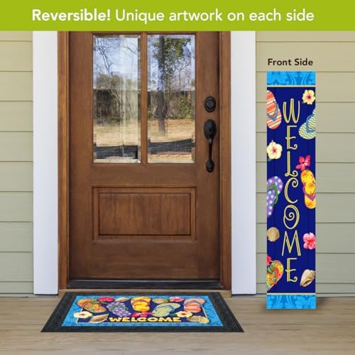 Briarwood Lane Spring Double Sided Reversible Pine Porch Leaner 47x9.5 Butterflies Flip Flops For Spring Porch Leaner - Image 2