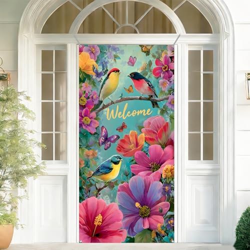 Front Door Covers Decorative, Spring Flower Design Door Curtain 70.8 x 35.4 Inch for Porch Outdoor Indoor Home Decor (Colorful-226) - Image 4