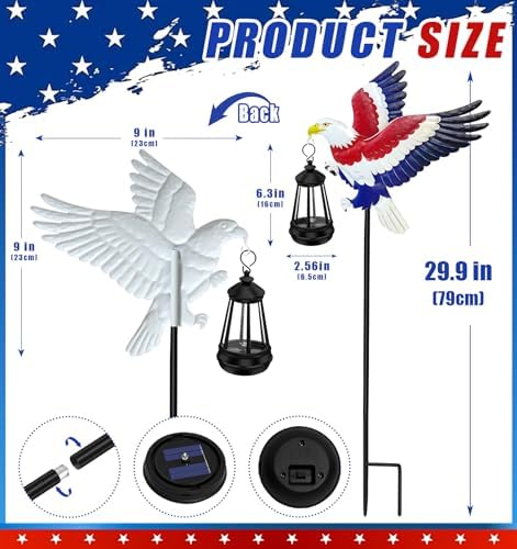 Solar Lights Outdoor 29.9in Metal Eagle with Solar Lights Garden Stakes - Image 2