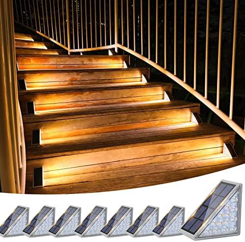VOLISUN Outdoor Stair Lights 8 Pack, Solar Step Lights Waterproof IP67 by VOLISUN