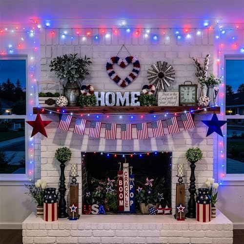 JMEXSUSS 400 LED Red White and Blue String Lights Outdoor, Plug in - Image 5