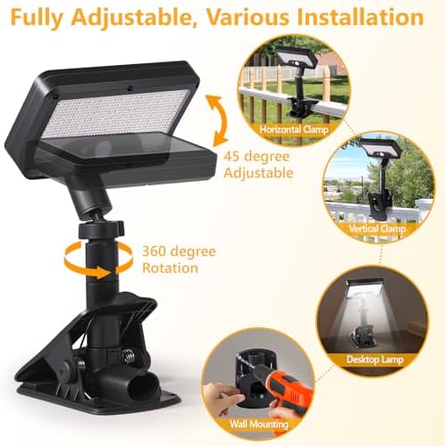 Clip On Solar Motion Lights Outdoor,360°Rotatable Fence Lights(4Pack,6000K) - Image 2