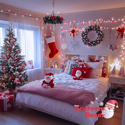 JMEXSUSS 200 LED Red and White Christmas Lights, 66ft String Lights Plug in - Image 4