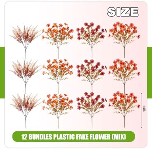 ADXORA 12 Bundles Fake Artificial Mums Fall Flowers for Outdoor Decoration - Image 2