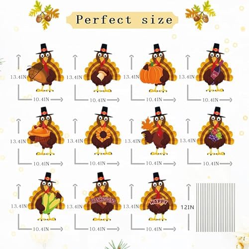 Fanboxk Thanksgiving Yard Decorations Outdoor,11Pcs Thanksgiving Turkey Yard Signs with Stakes,Harvest Porch Yard Sign Decorations for Autumn Farmhouse Patio Outdoor Decor. - Image 2
