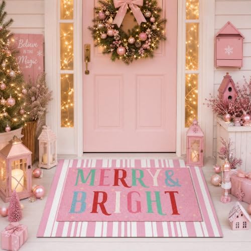 Tinideya 2 Pcs Christmas Layered Doormat Set, Merry Bright - Image 5