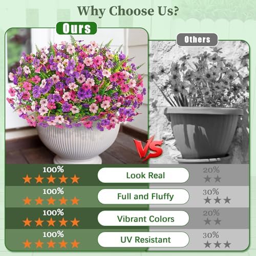 Yastouay 12 Bundles Artificial Flowers for Outdoors Decoration UV Resistant - Image 2