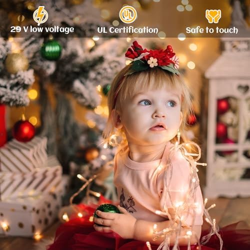 132ft Icicle Lights for Outside - 1280 LED Christmas Lights Warm White - Image 3