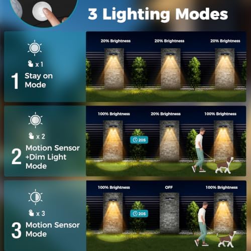 kolpop Warm White Solar Fence Lights Outdoor,Fence Lights Solar Powered with Motion Sensor,IP65 Waterproof,3 Modes LED Solar Lights for Patio,Backyard,Railing,Wall,Nighttime,Party,Pool,12 Pack - Image 3
